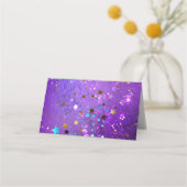Lila Hintergrund mit Sternen Platzkarte (Rückseite)