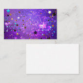 Lila Hintergrund mit Sternen Platzkarte (Vorne/Hinten)