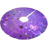 Lila Hintergrund mit Sternen Polyester Weihnachtsbaumdecke (Schrägansicht)