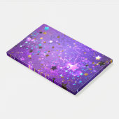 Lila Hintergrund mit Sternen Post-it Klebezettel (angewinkelt)