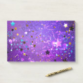 Lila Hintergrund mit Sternen Post-it Klebezettel (Auf Schreibtisch)