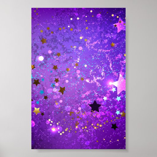 Lila Hintergrund mit Sternen Poster (Vorne)