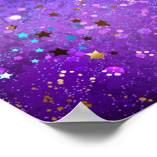 Lila Hintergrund mit Sternen Poster (Ecke)