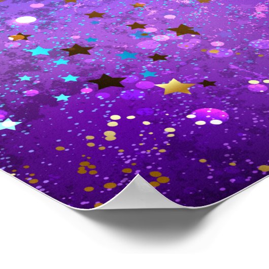 Lila Hintergrund mit Sternen Poster (Ecke)