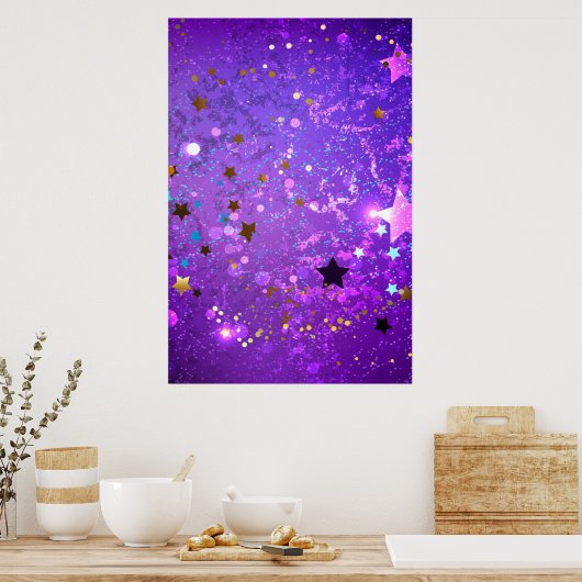 Lila Hintergrund mit Sternen Poster (Küche)