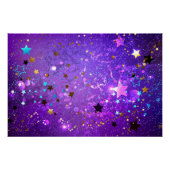 Lila Hintergrund mit Sternen Poster (Vorderseite)