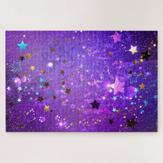 Lila Hintergrund mit Sternen Puzzle (Horizontal)