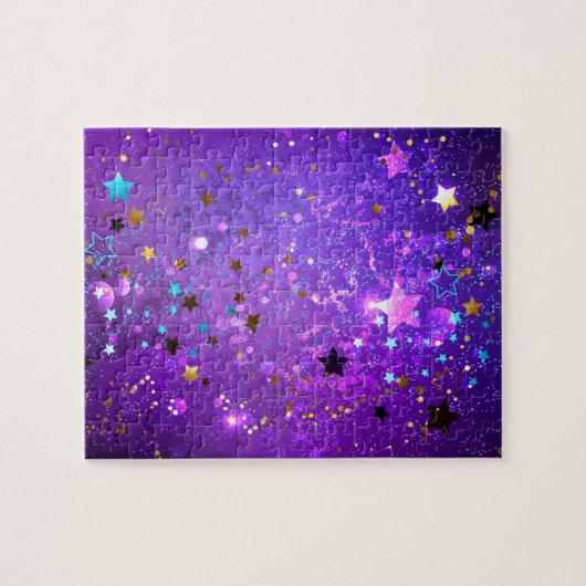 Lila Hintergrund mit Sternen Puzzle (Horizontal)