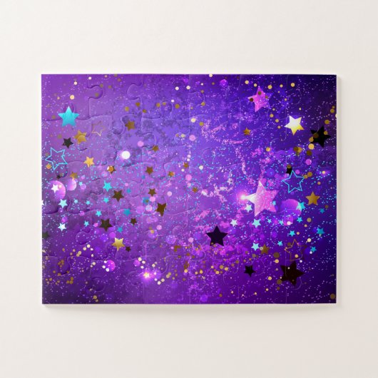 Lila Hintergrund mit Sternen Puzzle (Horizontal)