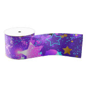 Lila Hintergrund mit Sternen Ripsband (Spule)