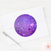 Lila Hintergrund mit Sternen Runder Aufkleber (Umschlag)