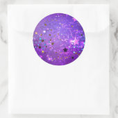 Lila Hintergrund mit Sternen Runder Aufkleber (Tasche)