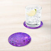 Lila Hintergrund mit Sternen Runder Pappuntersetzer (Vor Ort)