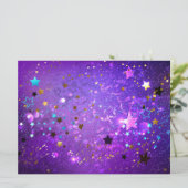 Lila Hintergrund mit Sternen Save The Date (Stehend Vorderseite)