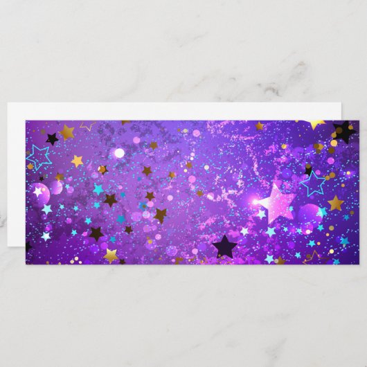 Lila Hintergrund mit Sternen Save The Date (Vorne/Hinten)