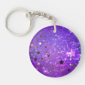 Lila Hintergrund mit Sternen Schlüsselanhänger (Vorderseite)