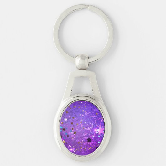 Lila Hintergrund mit Sternen Schlüsselanhänger (Vorderseite)