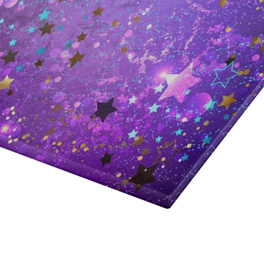 Lila Hintergrund mit Sternen Schneidebrett (Ecke)