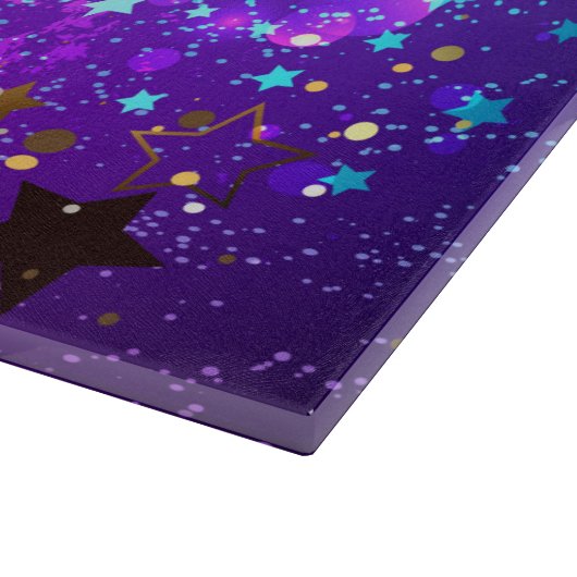 Lila Hintergrund mit Sternen Schneidebrett (Ecke)
