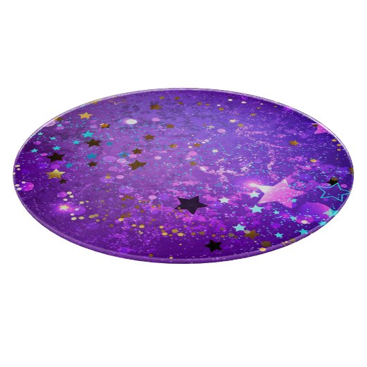 Lila Hintergrund mit Sternen Schneidebrett (Ecke)