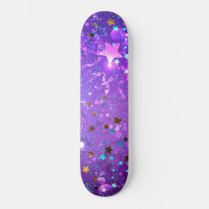 Lila Hintergrund mit Sternen Skateboard