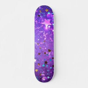 Lila Hintergrund mit Sternen Skateboard