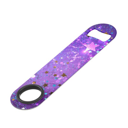 Lila Hintergrund mit Sternen Speed Flaschenöffner (Rückseite Schrägansicht)