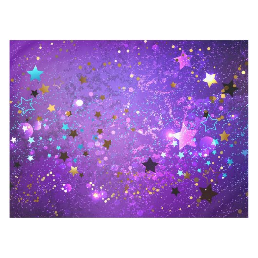 Lila Hintergrund mit Sternen Tischdecke (Vorderseite (Horizontal))
