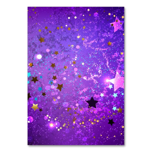 Lila Hintergrund mit Sternen Tischnummer (Vorderseite)