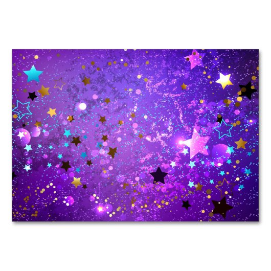 Lila Hintergrund mit Sternen Tischnummer (Vorderseite)