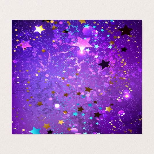 Lila Hintergrund mit Sternen Visitenkarten (Außenseite Aufgefaltet)
