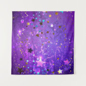 Lila Hintergrund mit Sternen Wandteppich (Vorderseite (Horizontal))