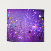 Lila Hintergrund mit Sternen Wandteppich (Vorderseite (Horizontal))
