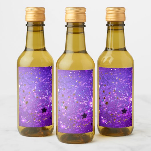 Lila Hintergrund mit Sternen Weinetikett (Flaschen)