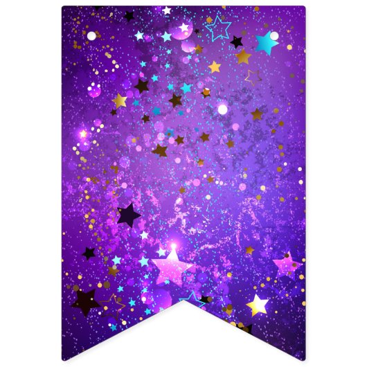 Lila Hintergrund mit Sternen Wimpelkette (Dritte Fahne)