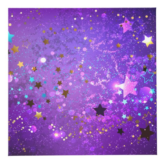Lila Hintergrund mit Sternen Würfel (Vorderseite)