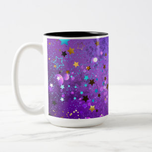Lila Hintergrund mit Sternen Zweifarbige Tasse