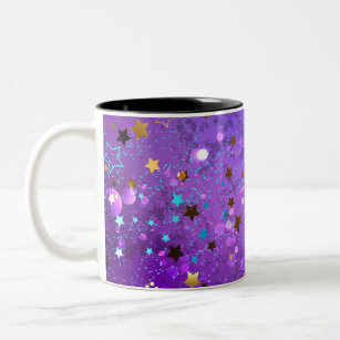 Lila Hintergrund mit Sternen Zweifarbige Tasse