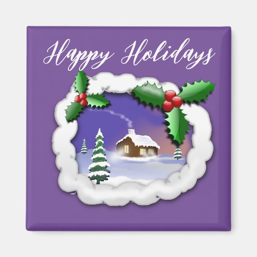 Lila Hintergrund mit Weihnachtsbaum, Haus Magnet (Vorne)