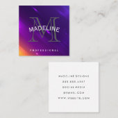 Lila Hintergrund | Monogramm Serif Quadratische Visitenkarte (Vorne/Hinten)