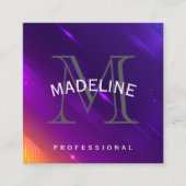 Lila Hintergrund | Monogramm Serif Quadratische Visitenkarte (Vorderseite)
