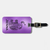 Lila Hintergrund und Niedlicher Stammesflora-Elefa Gepäckanhänger (Vorderseite horizontal)