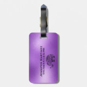Lila Hintergrund und Niedlicher Stammesflora-Elefa Gepäckanhänger (Rückseite vertikal)