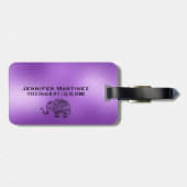 Lila Hintergrund und Niedlicher Stammesflora-Elefa Gepäckanhänger (Rückseite horizontal)