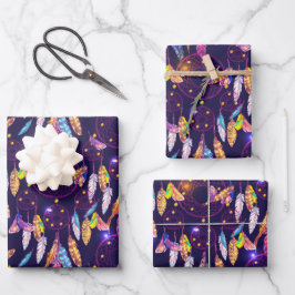 Lila Hintergrundeffekt Traumfänger Geschenkpapier Set