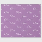 Lila Hintergrundname Girly Eleganter Name Geschenkpapier (Flach)