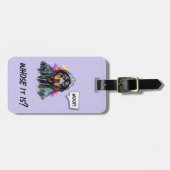 Lila Hip Hop Rottweiler Gepäckanhänger (Vorderseite horizontal)