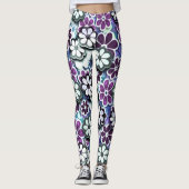 Lila Hippie Blume Power Gemustert | LEGGINGS (Vorderseite)