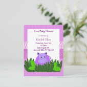 Lila Hippo Baby Dusche Einladung (Stehend Vorderseite)