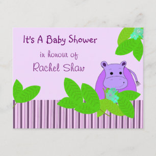 Lila Hippo-Babydusche Einladung